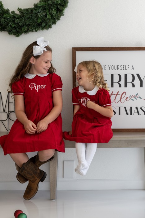 Girls Holiday Corduroy Dress Personalized Monogram | 3 Colors