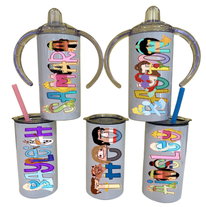 Personalized Vacation Character Sippy Cup | 2 Lids | 27 Characters