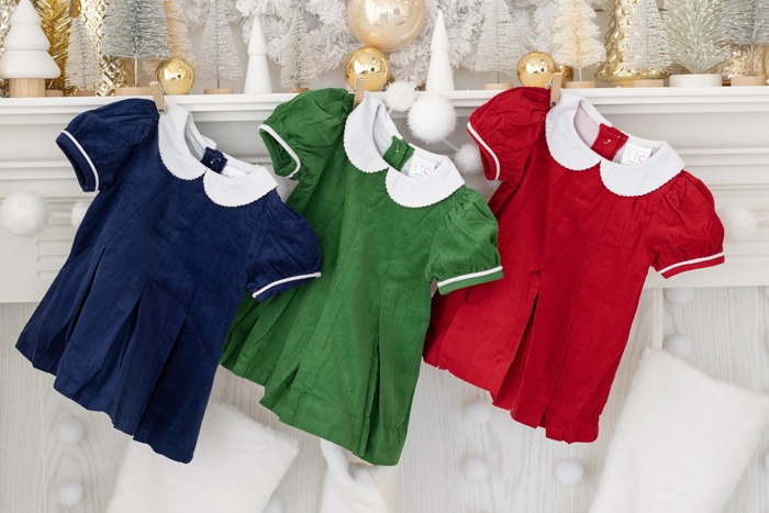 Girls Holiday Corduroy Dress Personalized Monogram | 3 Colors