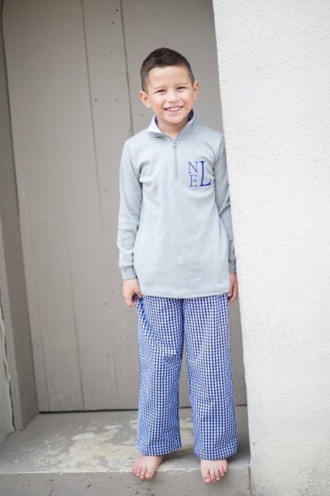 Gingham Trimmed Pullover Monogrammed | 8 Colors