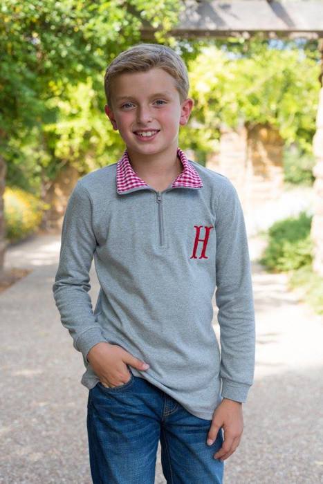 Gingham Trimmed Pullover Monogrammed | 8 Colors