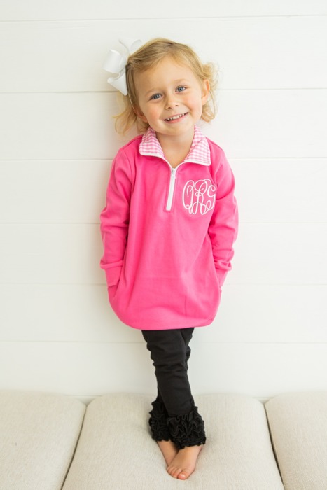 Gingham Trimmed Pullover Monogrammed | 8 Colors
