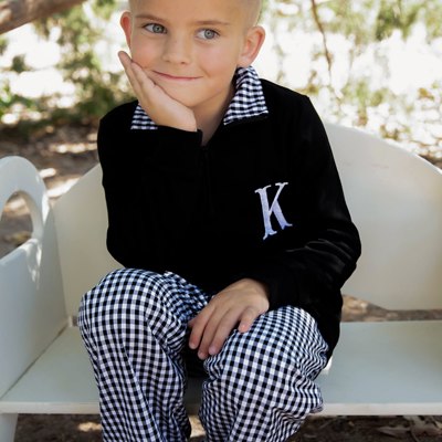 Gingham Trimmed Pullover Monogrammed | 8 Colors