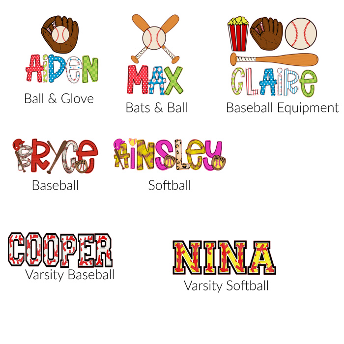 Baseball Team Spirit Name Tees Personalized