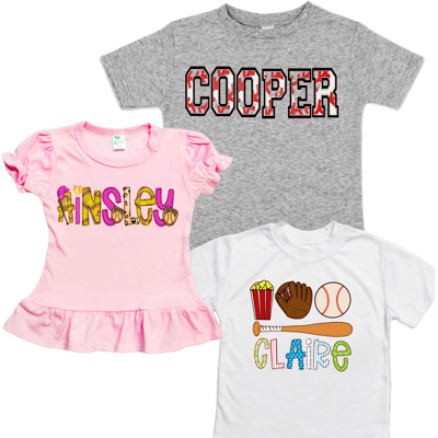 Baseball Team Spirit Name Tees Personalized