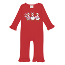  Valentine Embroidered Long Ruffle Romper | 3Designs |Sizes 3M-2T