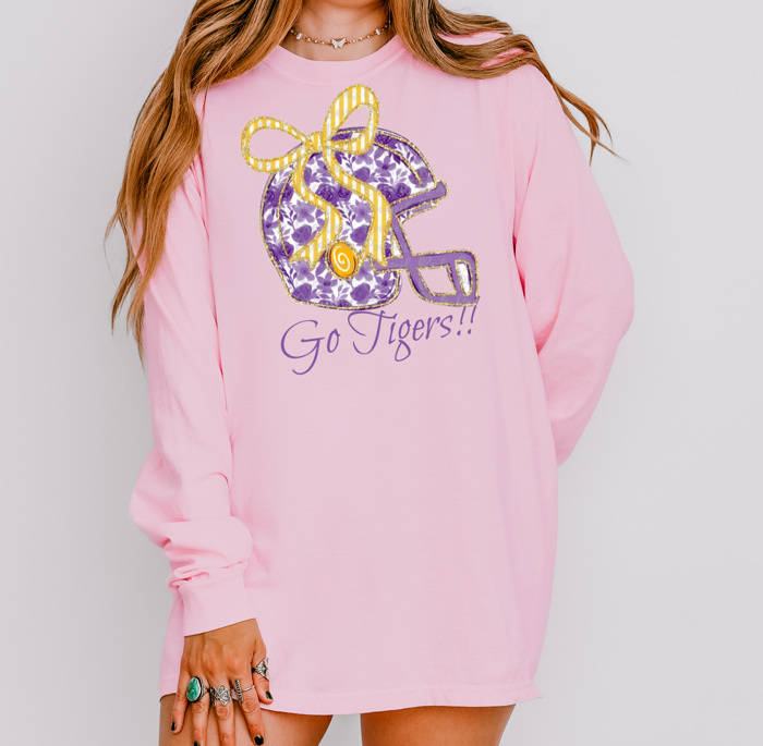 Floral Football Helmet Spirit Tee Adult | 10 Color Options