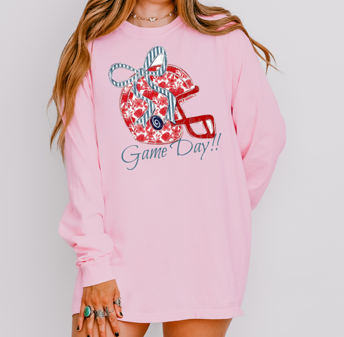 Floral Football Helmet Spirit Tee Adult | 10 Color Options