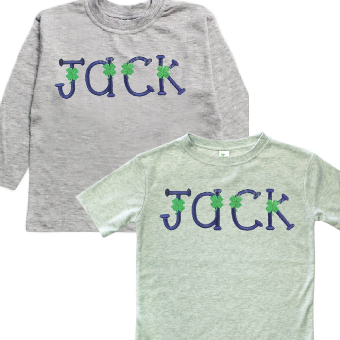 Clover Embroidered Name Tee | Sizes 2T-12