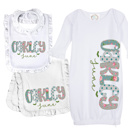 Personalized Alphabet Soup Baby Gown Bib Burp Combo