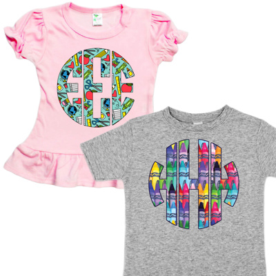 School Days Monogram Tee Back to School| 2 Designs