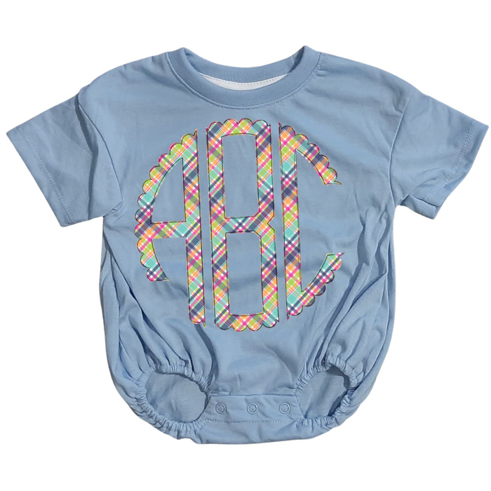 Preppy Monogram Baby Bubble Personalized