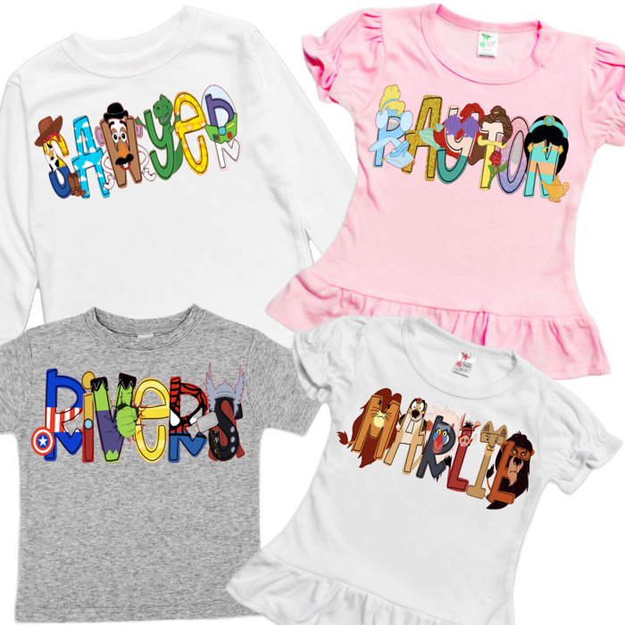 Personalized Vacation Character Name Toddler Tee | 27 Characters