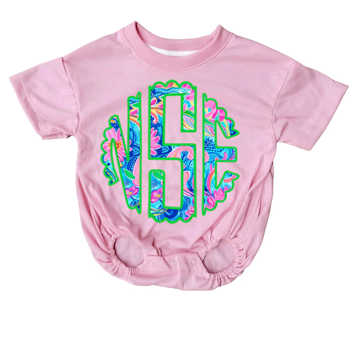 Preppy Monogram Baby Bubble Personalized