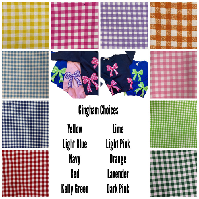 Split Bow Gingham Applique Sweatshirt Kids | 6 Color Options