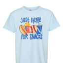  Just Here for the Snacks Tee Baseball Humor