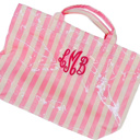  LAMINATED TOTE BAG Striped Monogrammed