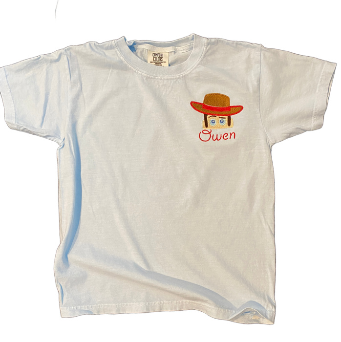Toybox Embroidered Character Vacation Tee with Name | Sizes XXS-XL