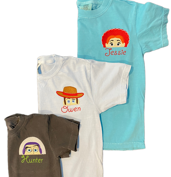 Toybox Embroidered Character Vacation Tee with Name | Sizes XXS-XL