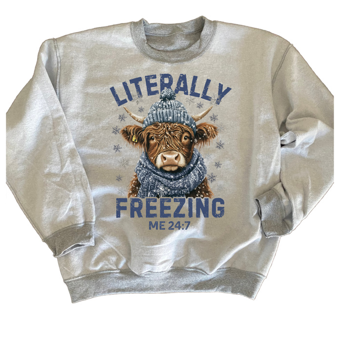 Literally Freezing Highland Cow Sweatshirt | Cozy Season