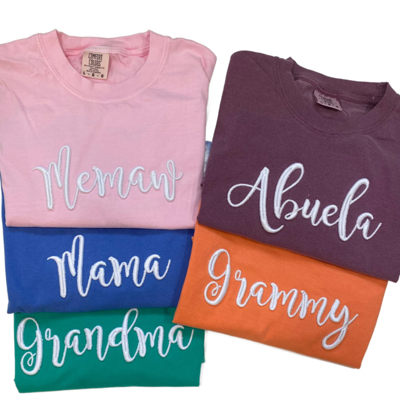 Mom Grandma Mimi Puff Embroidery Matriarch Tee Mothers Day