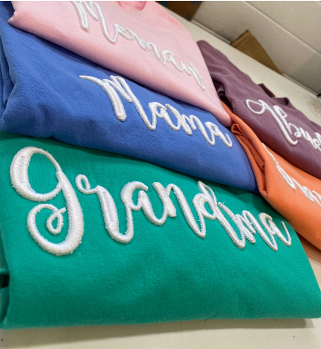 Mom Grandma Mimi Puff Embroidery Matriarch Tee Mothers Day