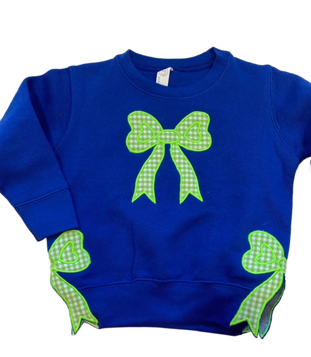 Split Bow Gingham Applique Sweatshirt Kids | 6 Color Options