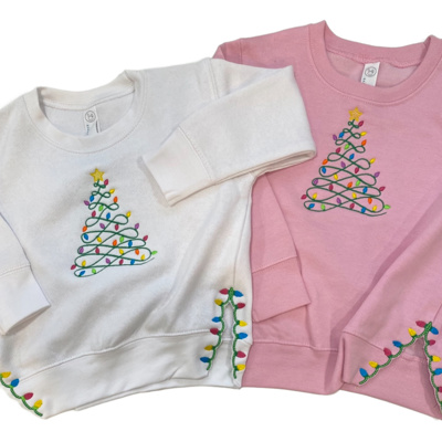 Christmas Tree Lights Sweatshirt with Split Hem Adult