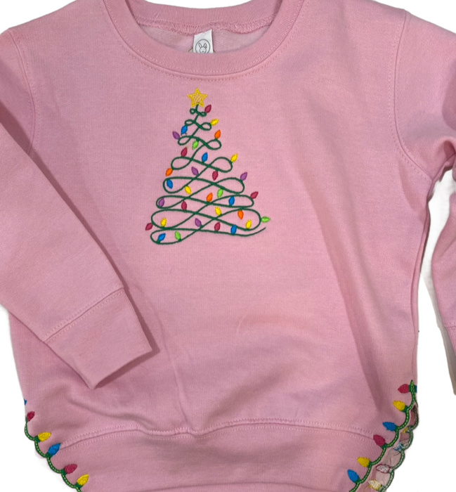 Christmas Tree Lights Sweatshirt with Split Hem Kids