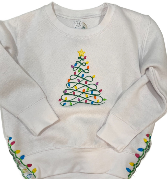 Christmas Tree Lights Sweatshirt with Split Hem Kids