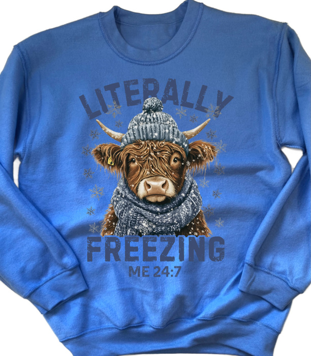 Literally Freezing Highland Cow Sweatshirt | Cozy Season