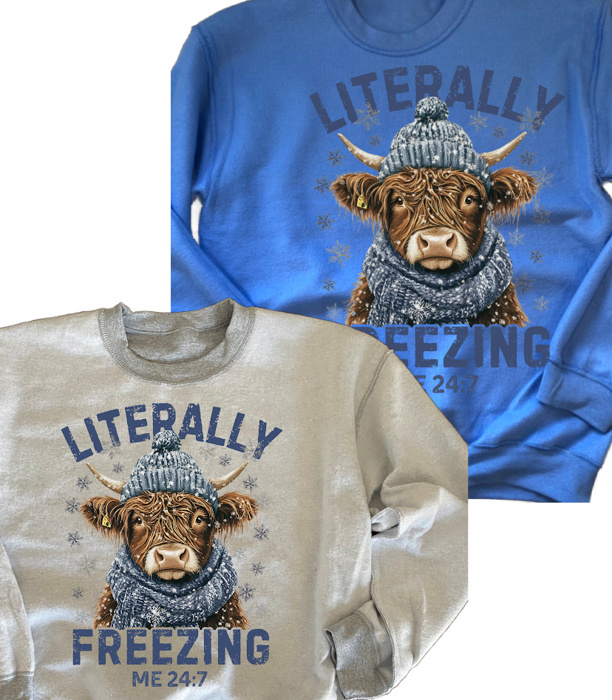 Literally Freezing Highland Cow Sweatshirt | Cozy Season