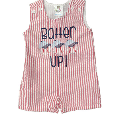 Batter Up Baseball Embroidered Seersucker JonJon