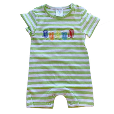 Popsicle Embroidered Striped Knit Romper