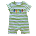  Popsicle Embroidered Striped Knit Romper