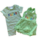  Popsicle Embroidered Striped Knit Romper