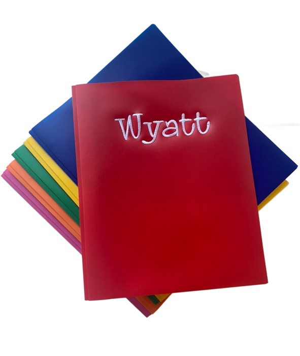 Personalized Embroidered Back to School Folders| 6 for $48