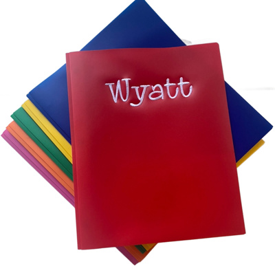 Personalized Embroidered Back to School Folders| 6 for $48