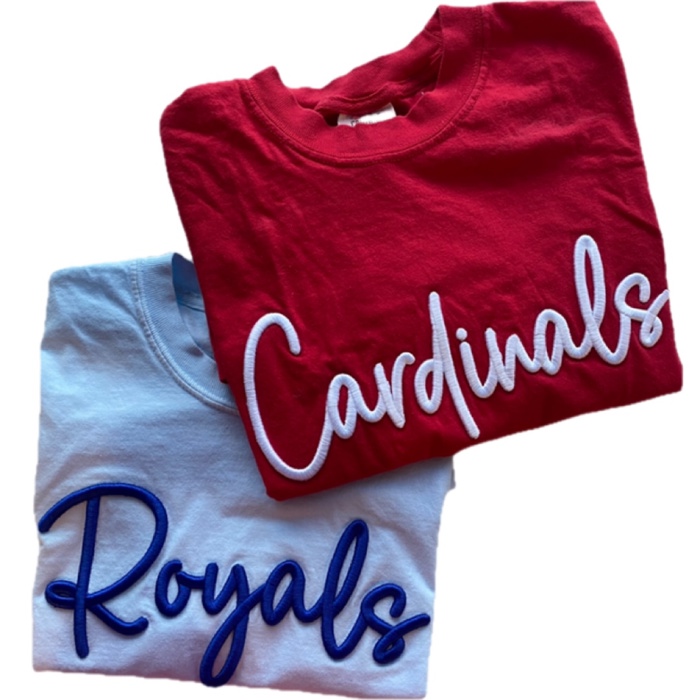 Puff Embroidery Team Name Tee Personalized