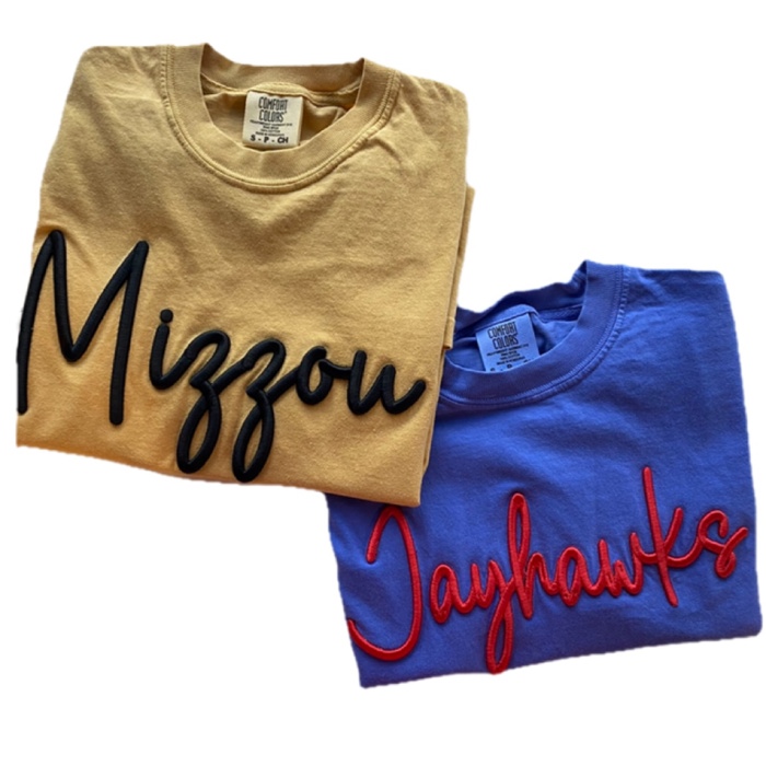 Puff Embroidery Team Name Tee Personalized