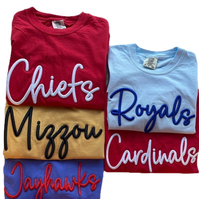 Puff Embroidery Team Name Tee Personalized