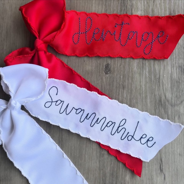 Embroidered Personalized Hair Bow Clip | 8 Colors