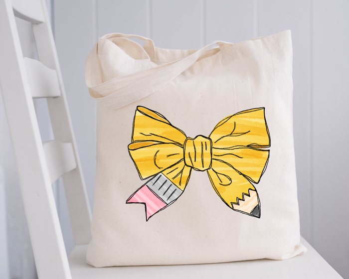 Teacher Pencil Bow Tote