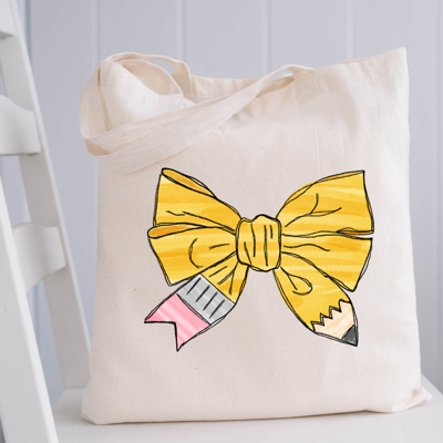 Teacher Pencil Bow Tote