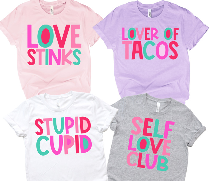 VALENTINE Sayings Tee ADULTS |12 Saying Options