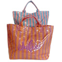  LAMINATED TOTE BAG Striped Monogrammed