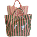  LAMINATED TOTE BAG Striped Monogrammed