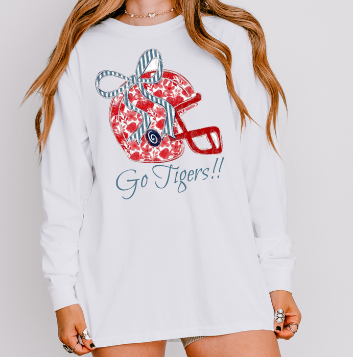 Floral Football Helmet Spirit Tee Adult | 10 Color Options
