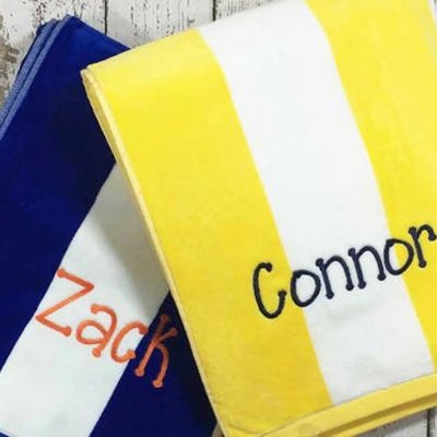 Striped Beach Towel Personalized | Six Colors