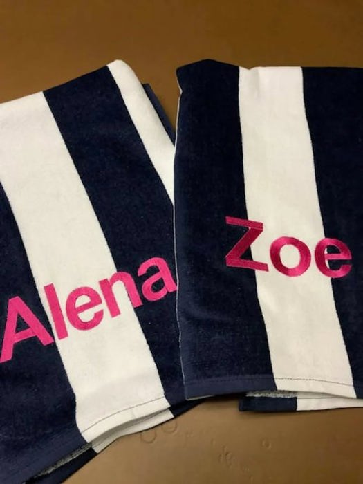 Striped Beach Towel Personalized | Six Colors